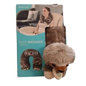 Health Touch Sloth‎ Vibrating Neck Massager Soft Plush w/Relaxing Vibration NOB